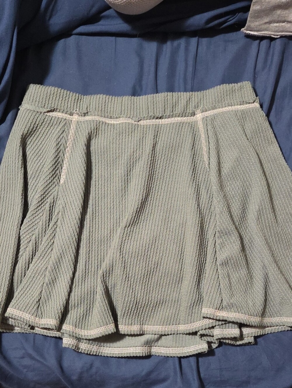 Women’s Olive Green Textured Pleated Skort